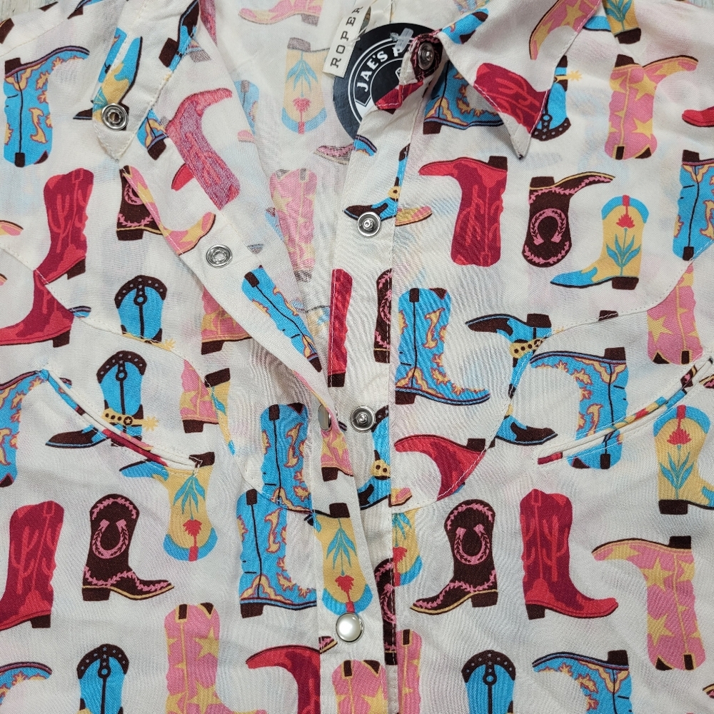 ROPER Colorful Boot Print Button-Up Shirt - Picture 10 of 12
